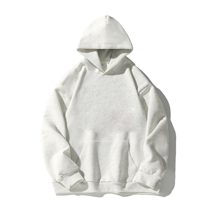 Unisex Kastenförmiger Kapuzenpullover mit minimalistischer Nahtführung, Kängurutasche und verlängertem Rückenteil Echo Archiv