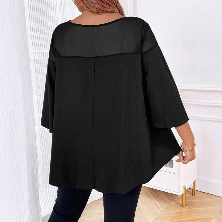 Damen Weites Chiffon-Tunika-Top mit transparentem Einsatz und Flügelärmeln Echo Archiv