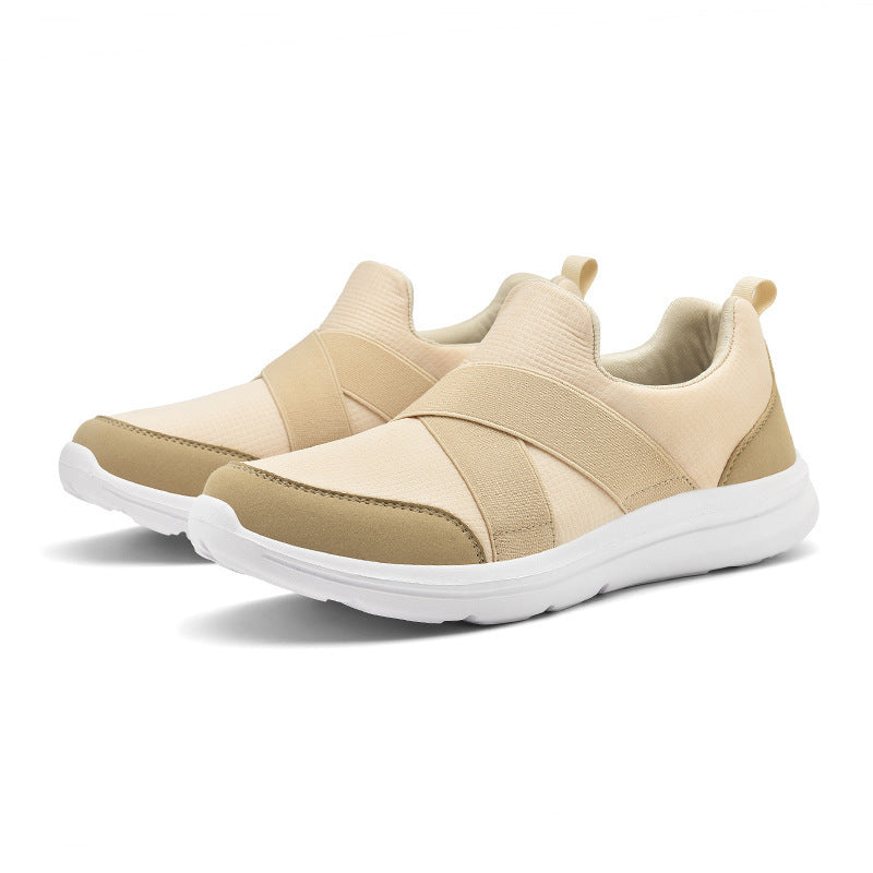 Damen nan elastischer Slip-On Komfort-Sneaker mit atmungsaktivem Strickoberteil, gekreuzten Stretchriemen und dämpfender EVA-Sohle Echo Archiv