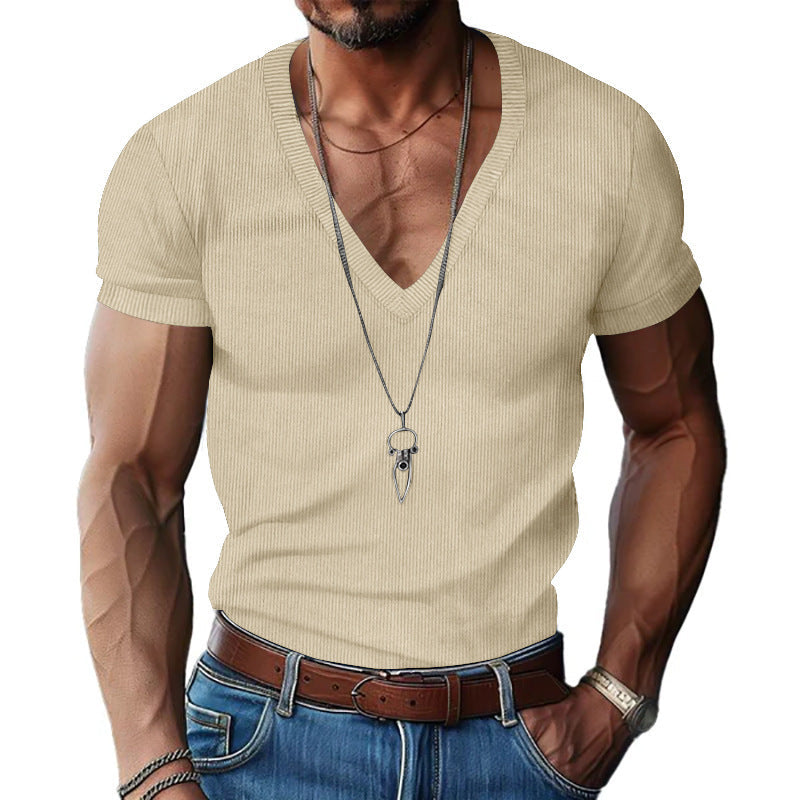 Herren Kurzarm V-Ausschnitt T-Shirt Echoarchiv