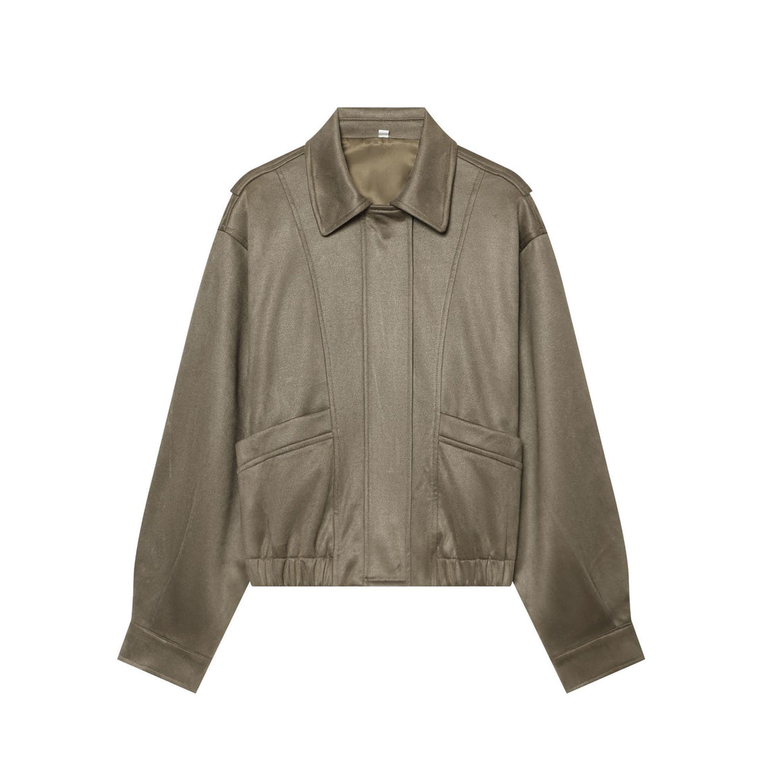 Damen Cropped Blousonjacke im Wildleder‑Look mit Hemdkragen, Epauletten und elastischem Bund Echoarchiv