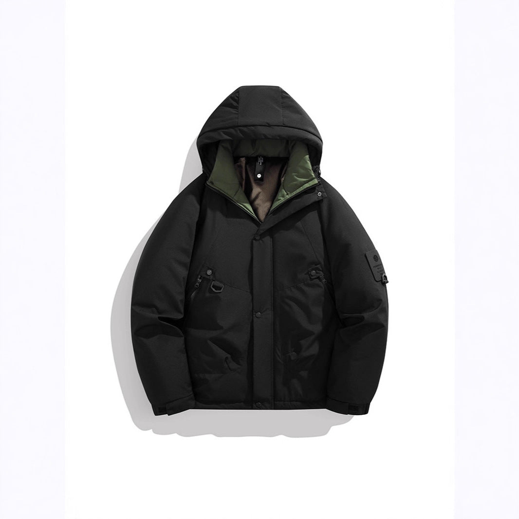 Herren Wattierte Outdoorjacke mit Kapuze, Multifunktionstaschen und winddichter Außenlage Echoarchiv