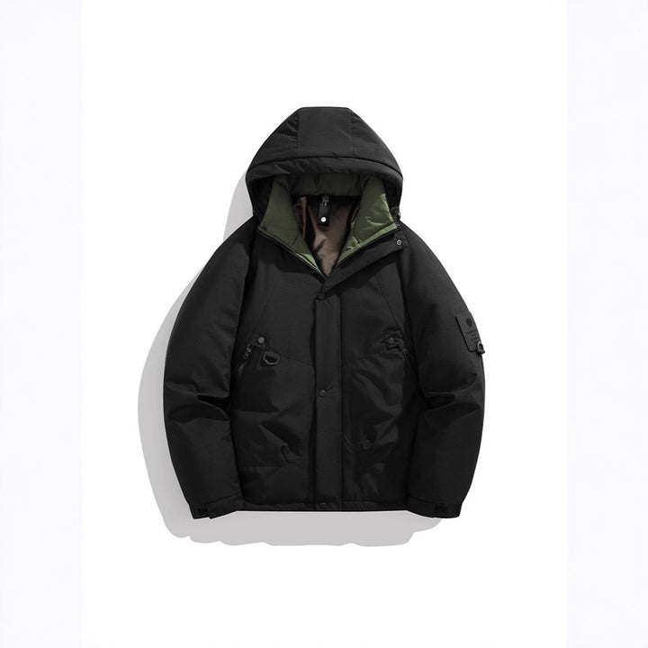 Herren Wattierte Outdoorjacke mit Kapuze, Multifunktionstaschen und winddichter Außenlage Echoarchiv