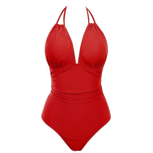Damen Eleganter Hochwertiger Einteiler Badeanzug mit schmeichelndem Rüschendesign Echo Archiv