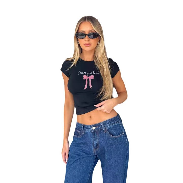 Damen bequemes Crop-Top mit modischem Druck Echo Archiv