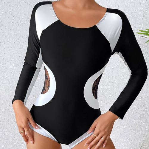 Damen Sportlicher Langarm Badeanzug Echo Archiv
