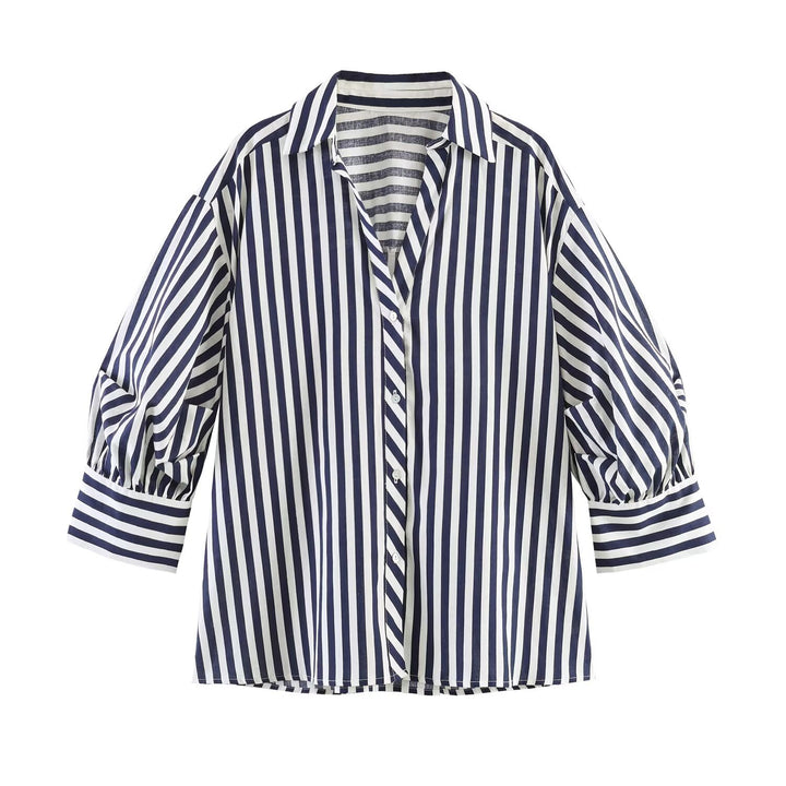 Damen Oversize-Bluse mit Ballonärmeln und Hemdkragen Echo Archiv