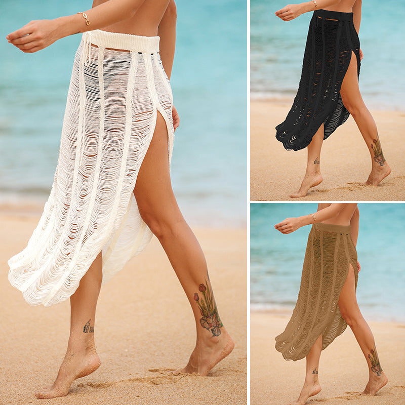 Damen eleganter Häkel-Strandrock mit hohem Schlitz Echo Archiv