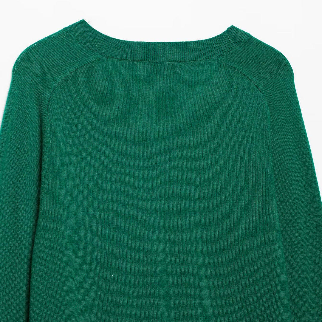 Damen Leichter V‑Ausschnitt Feinstrickpullover mit geripptem Saum Echoarchiv