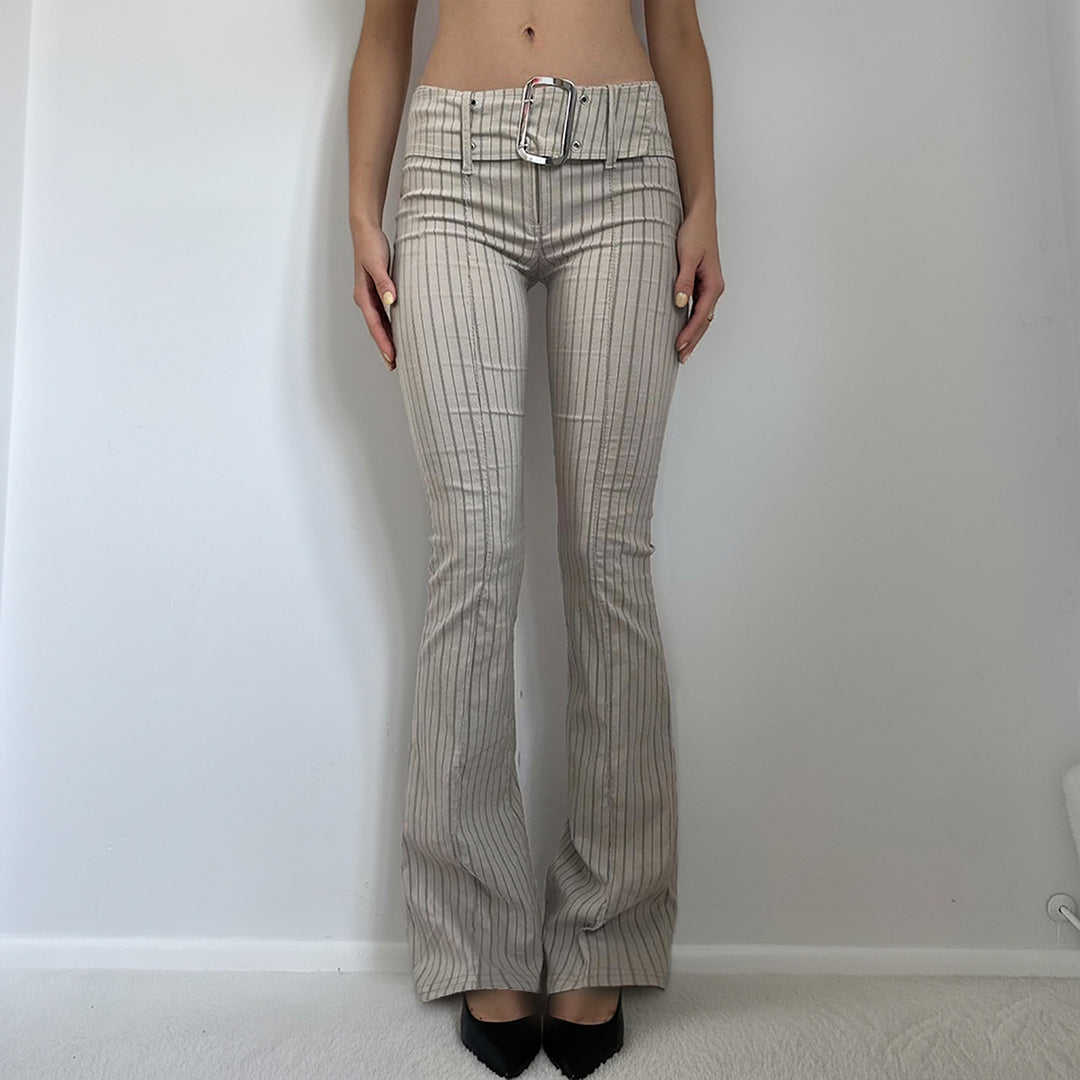 Damen Flared Hose mit eleganten Streifen und tailliertem Schnitt Echo Archiv