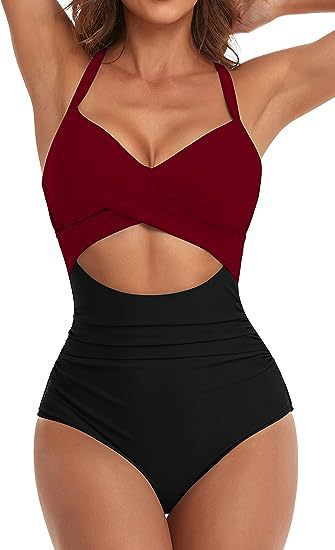 Damen Einteiliger Badeanzug mit elegantem Wickelschnitt Echo Archiv