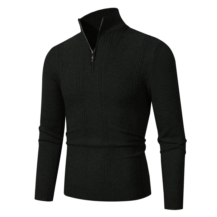 Herren Strickpullover mit hochabschließendem Reißverschluss und modernem Zopfmuster Echoarchiv