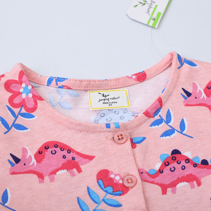Mädchen Baumwollkleid mit fröhlichen Dinosaurier-Motiven Echo Archiv