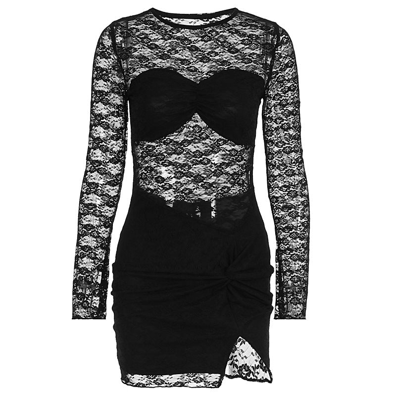 Damen Spitzenkleid mit tiefem Ausschnitt und figurbetontem Schnitt Echo Archiv