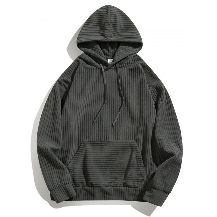 Herren lässiger Hoodie mit strukturiertem Rippenmuster und praktischen Taschen Echoarchiv