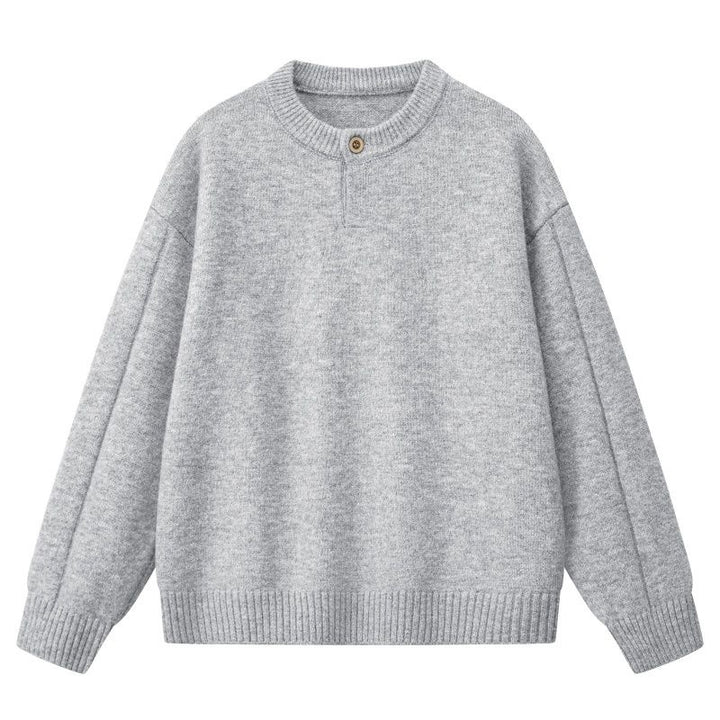 Damen Oversize Feinstrickpullover mit Halbknopfleiste, überschnittener Schulter & geripptem Saum Echoarchiv