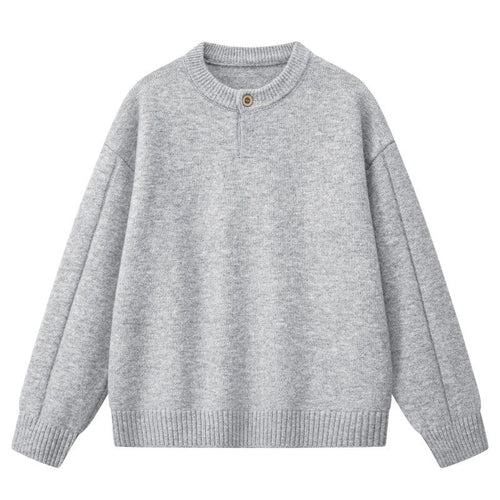 Damen Oversize Feinstrickpullover mit Halbknopfleiste, überschnittener Schulter & geripptem Saum Echoarchiv