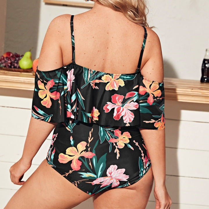 Damen Bikini-Set mit floralem Off-Shoulder-Oberteil und hochgeschnittenen Höschen Echo Archiv