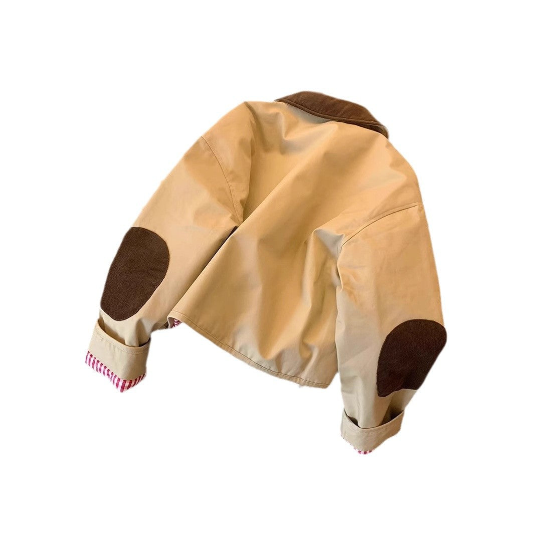 Damen Modische Utility-Jacke mit Samtkragen Echoarchiv