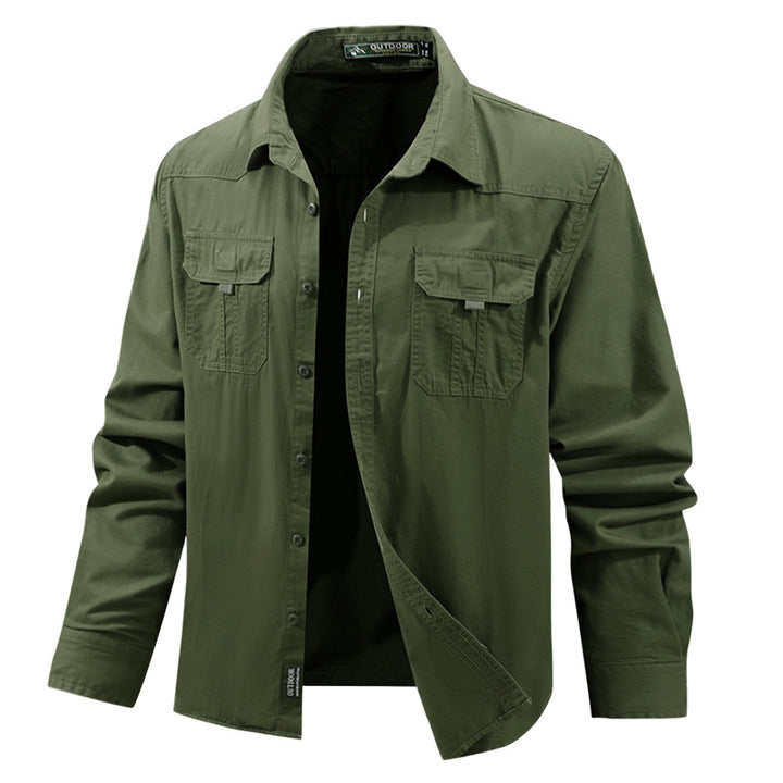 Herren nan leichtes Travel-Hemdjacke mit verdeckter Knopfleiste, aufgesetzten Klappbrusttaschen und knitterarmem Baumwoll-Stretch Echo Archiv