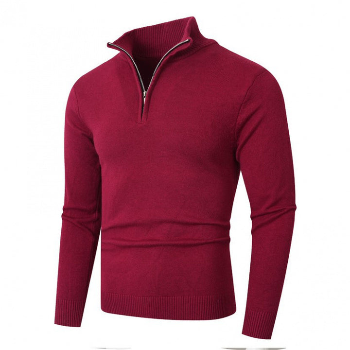 Herren modischer Strickpullover mit hohem Kragen und Reißverschluss Echoarchiv