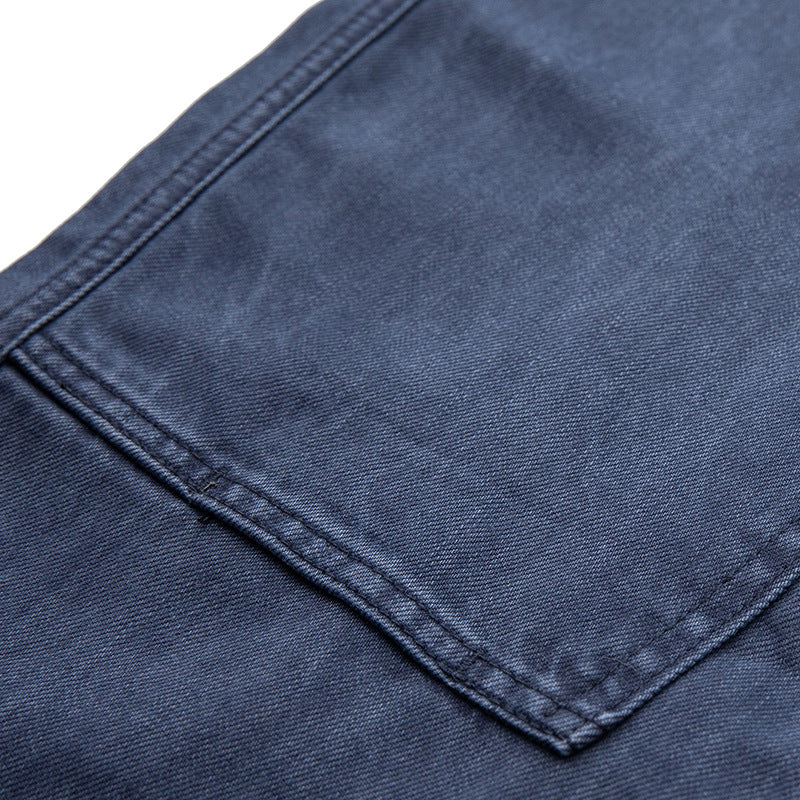 Herren Weite Utility-Denimhose mit Tunnelzugbund und aufgesetzten Taschen Echoarchiv