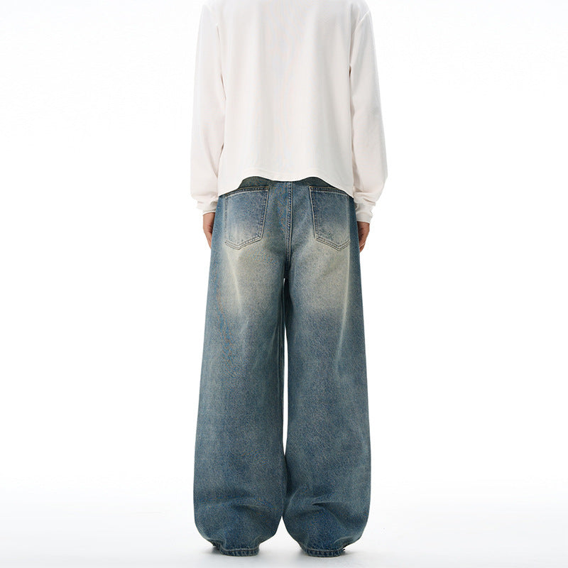 Herren Ultraweite Vintage-Denim Baggy-Jeans mit tiefer Schrittkurve und bodenlanger Saumlinie Echo Archiv