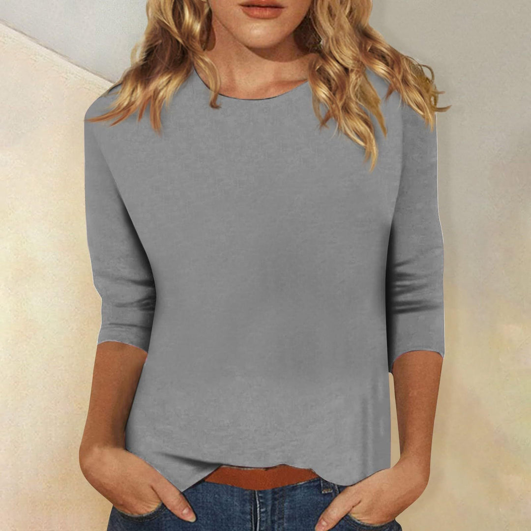 Damen Lockeres Baumwollshirt mit 3/4-Ärmeln Echoarchiv