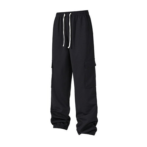 Herren lockere Cargo-Jogginghosen mit elastischem Bund, Kordelzug und aufgesetzten Klappentaschen – Bravaro