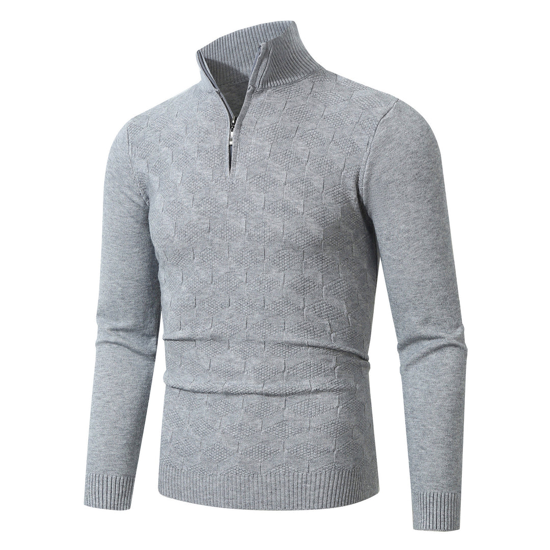 Herren modischer Strickpullover mit halbem Reißverschluss und strukturiertem Design Echoarchiv