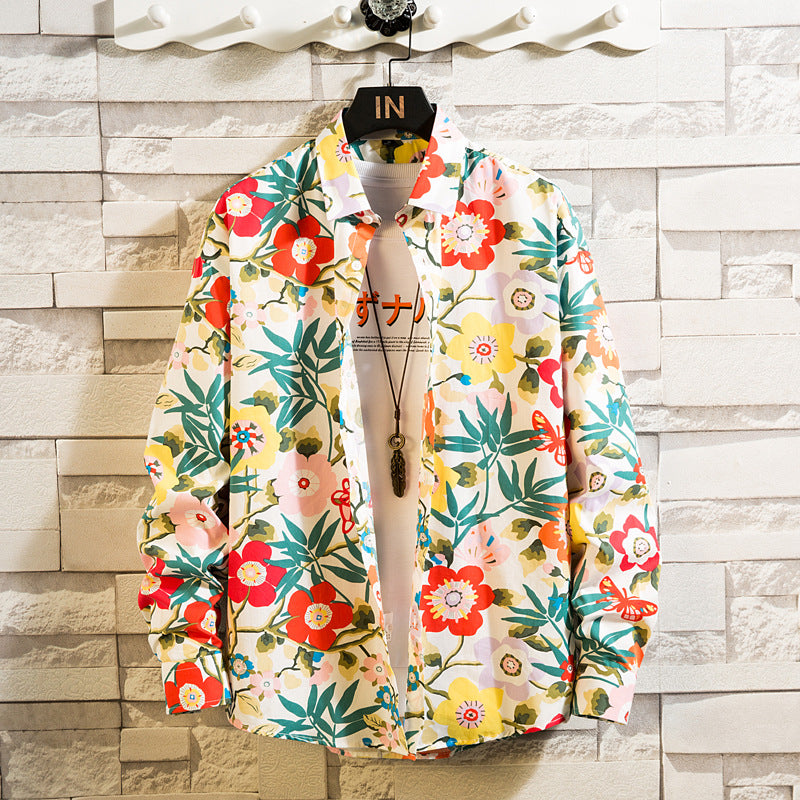 Herren nan florales Freizeit-Hemd mit Kentkragen, durchgehender Knopfleiste und leichtem Baumwollmix Echo Archiv
