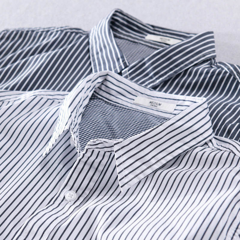 Herren Gestreiftes Overshirt mit Farbblock‑Einsätzen und aufgesetzter Brusttasche Echoarchiv