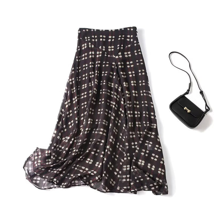 Damen Fließender Maxirock aus Chiffon mit geometrischem Allover‑Print und hoher Taille Echo Archiv