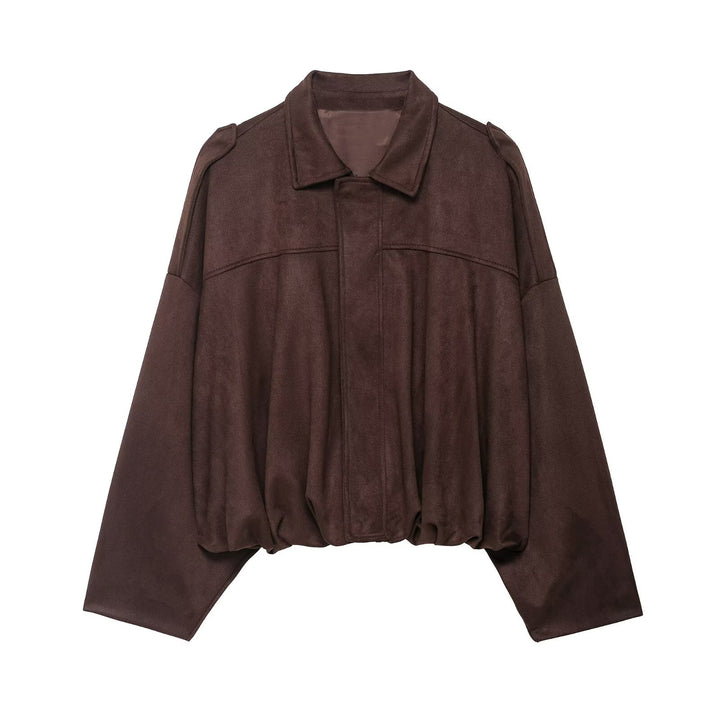 Damen Oversize-Cropped Jacke mit Balloon-Saum und Schulter-Cutouts Echoarchiv