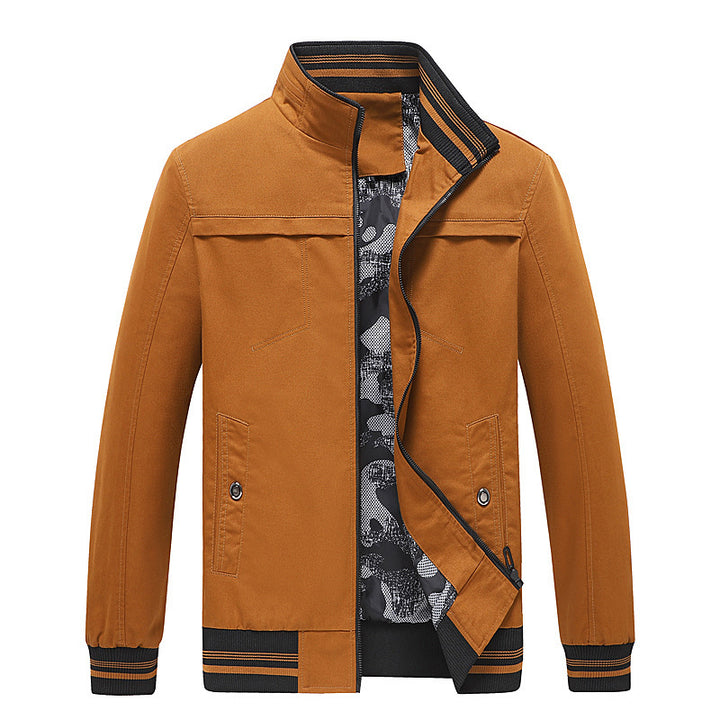 Herren Leichter Stehkragen-Blouson mit gestreiften Rippbündchen und Camouflage-Innenfutter Echo Archiv