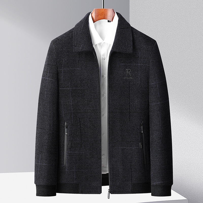 Herren eleganter Mantel mit modischem Schnitt und praktischen Taschen Echoarchiv