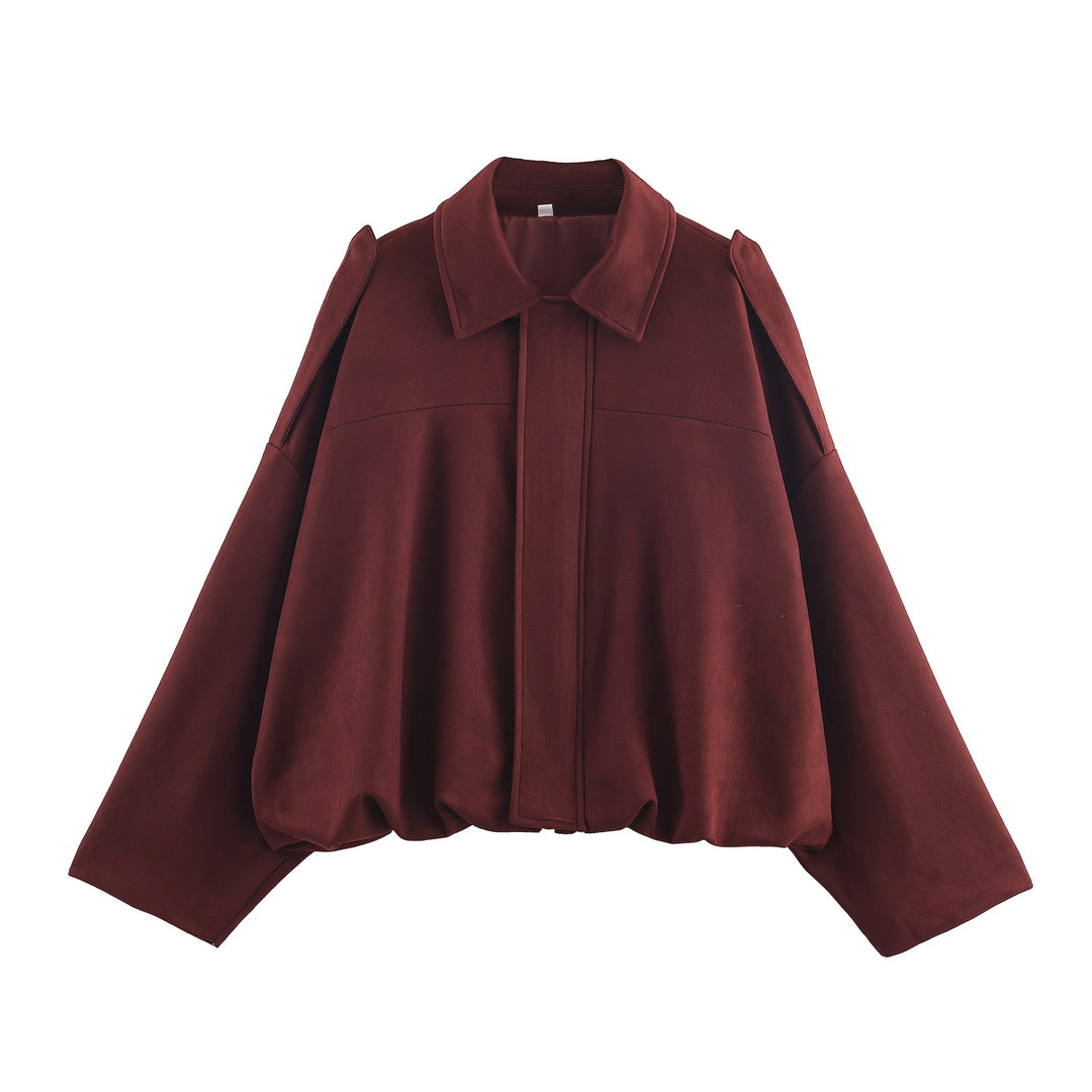 Damen nan oversized Cape-Jacke mit verdeckter Frontblende, Kragen und ballonförmigem Saum Echo Archiv