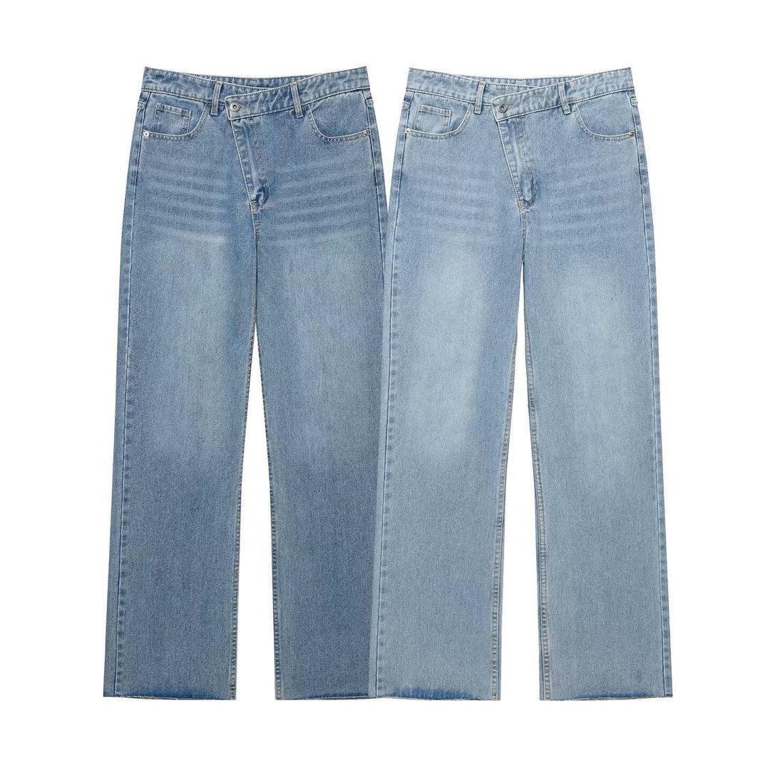 Damen Hochtaillierte weite Jeans mit geradem Bein und Fünf‑Taschen‑Schnitt Echo Archiv