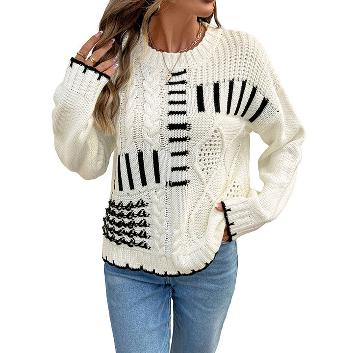 Damen Modischer Strickpullover mit Kontrastdetails Echo Archiv