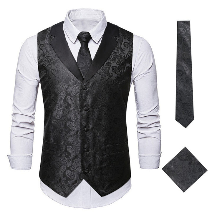 Herren elegante Weste mit floralem Jacquard-Muster und passendem Krawatten-Set Echoarchiv