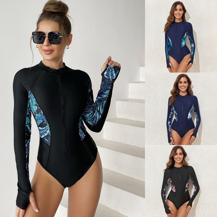 Damen Langarm-Schwimmanzug mit floralem Design Echo Archiv 1781081990