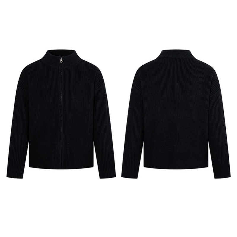 Damen Grobstrick-Zipjacke mit Stehkragen und oversized Passform Echoarchiv