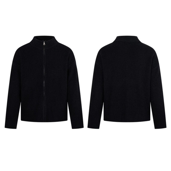 Damen Grobstrick-Zipjacke mit Stehkragen und oversized Passform Echoarchiv