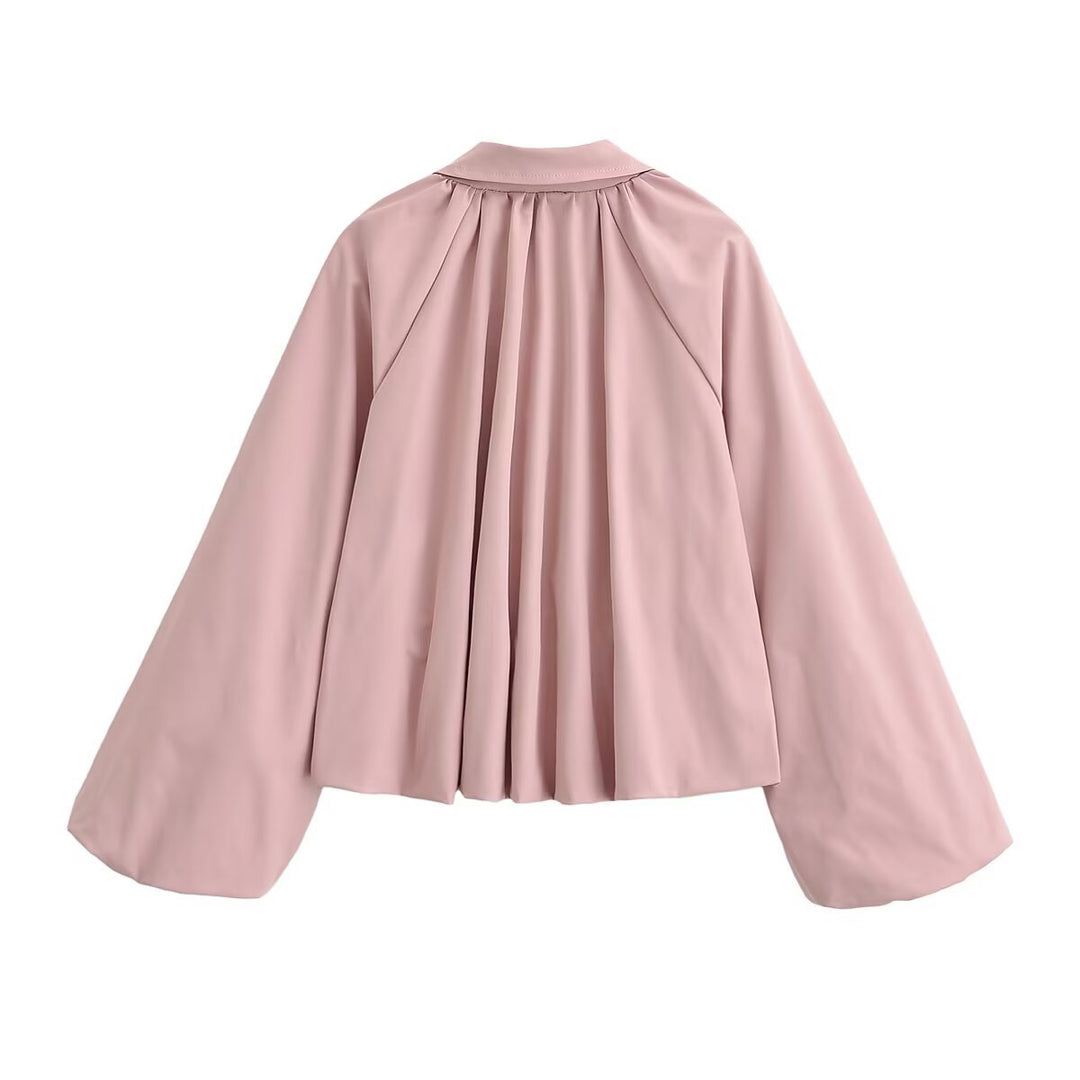 Damen Kurz geschnittene Blousonjacke mit weitem Kimonoärmel und gerafftem Saum Echoarchiv