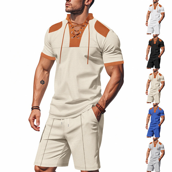 Herren lässiges Sport-Set mit dezenten Kontrastdetails und funktionalem Kragen Echoarchiv