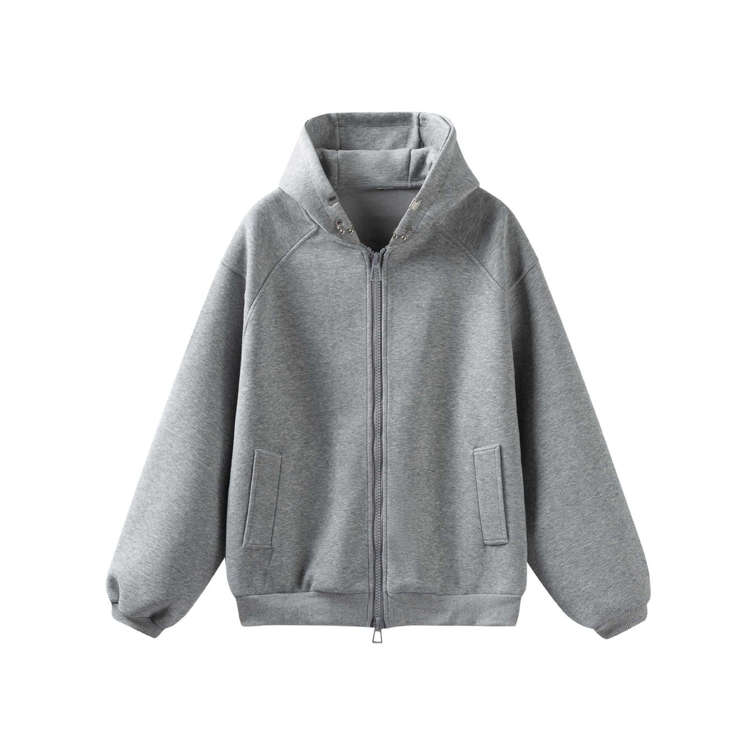 Unisex Oversize Kapuzenjacke mit hohem Kragen, Zweiwege‑Reißverschluss und eingearbeiteten Eingriffstaschen Echoarchiv