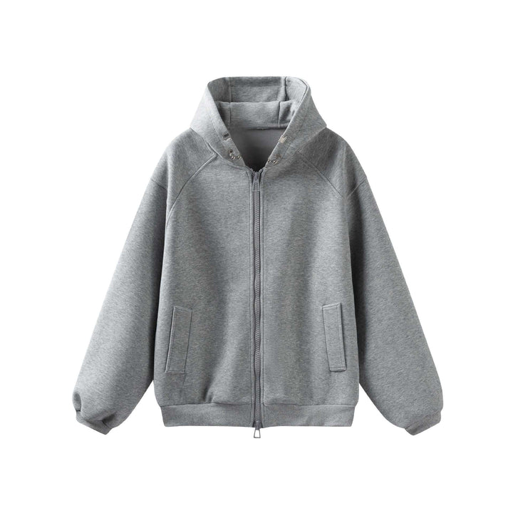 Unisex Oversize Kapuzenjacke mit hohem Kragen, Zweiwege‑Reißverschluss und eingearbeiteten Eingriffstaschen Echoarchiv