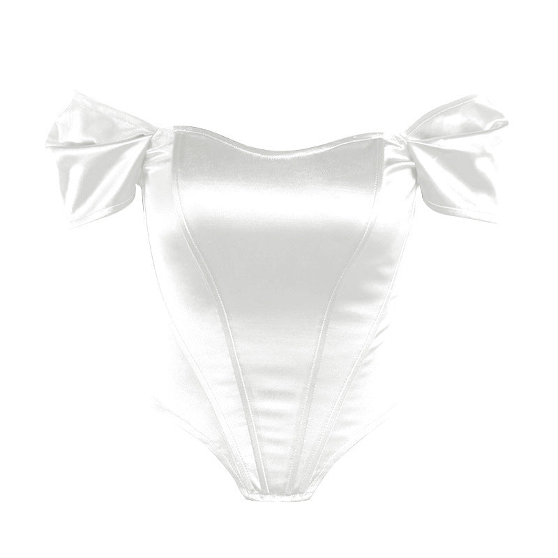 Damen elegantes Satin-Bustier mit Schulterdetails Echo Archiv