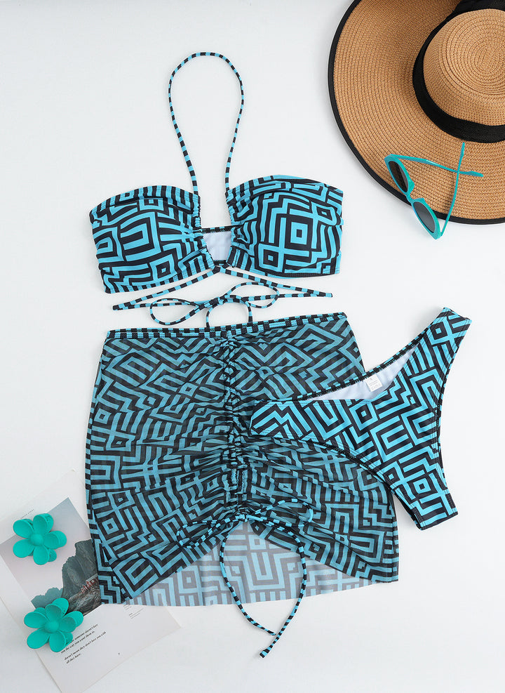 Damen Bikini-Set mit Bandeau-Top und verstellbarem Wickelrock Echo Archiv
