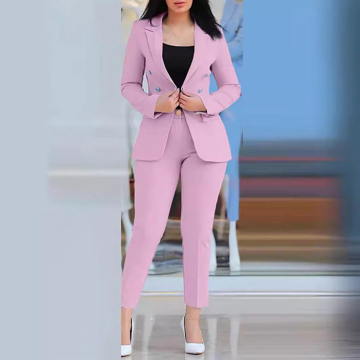 Damen Elegantes Anzug-Set mit tailliertem Blazer und schmalen Hosen Echoarchiv